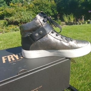 Frye metallic zip sneakers